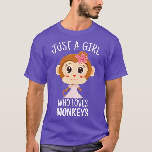 Just a Girl Who Loves Monkeys Cute Monkey Lover Gi T_Shirt