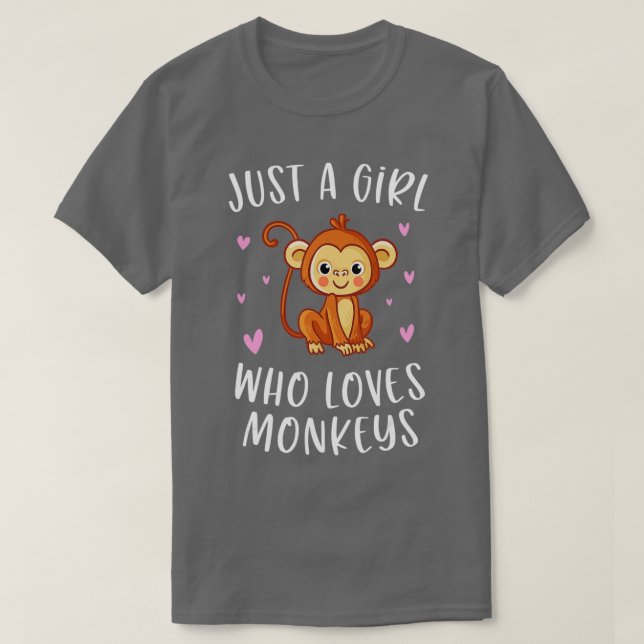 Just A Girl Who Loves Monkeys Cute Monkey Lover  T-Shirt (Design Front)