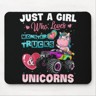 Just A Girl Who Loves Monster Trucks And Unicorns Mouse Pad