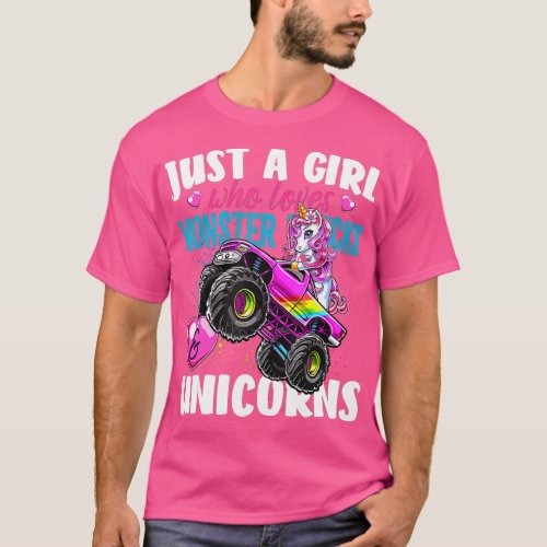 Just A Girl Who Loves Monster Trucks And Unicorns  T_Shirt