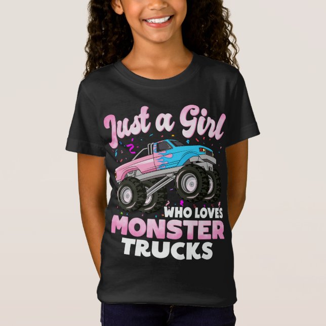 Just a Girl Who Loves Monster Trucks Cute Girls  T-Shirt (Front)