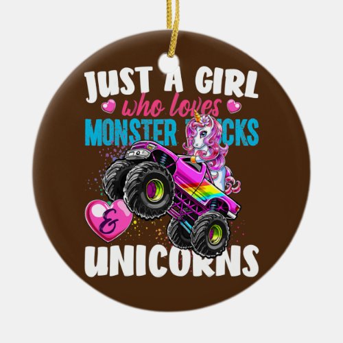 Just a Girl Who Loves Monster Trucks Gift Ceramic Ornament
