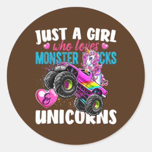 Just a Girl Who Loves Monster Trucks Gift Classic Round Sticker