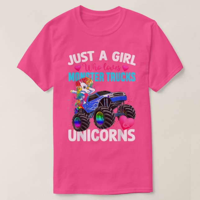 Just A Girl Who Loves Monster Trucks & Unicorn Par T-Shirt (Design Front)