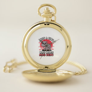Just a Girl Who Loves Moo Deng Cute Baby Hippo Lon Pocket Watch