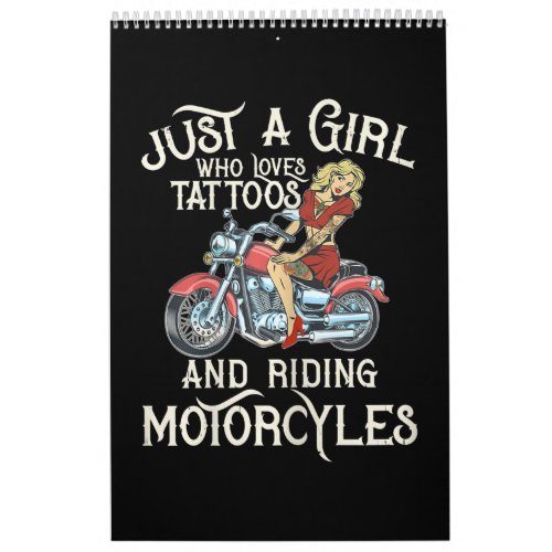 Just A Girl Who Loves Motorcycles Funny Art Giftp Calendar