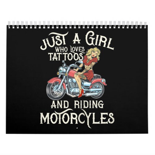 Just A Girl Who Loves Motorcycles Funny Art Giftp Calendar