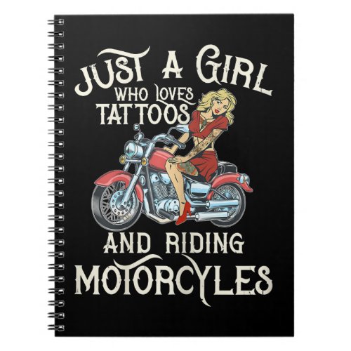 Just A Girl Who Loves Motorcycles Funny Art Giftp Notebook