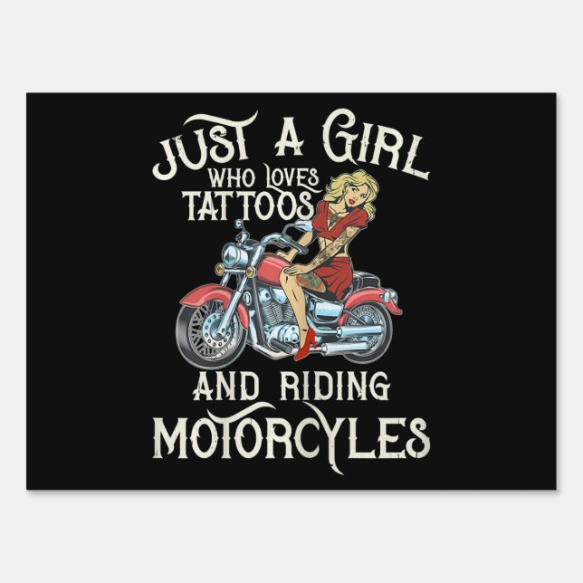 Just A Girl Who Loves Motorcycles Funny Art Gift.p Sign (Front)