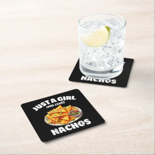 Just A Girl Who Loves Nachos Funny Food Lover Square Paper Coaster