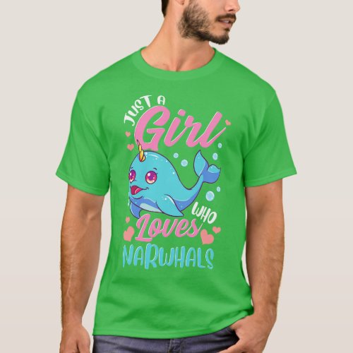 Just A Girl Who Loves Narwhals Super Cute T_Shirt