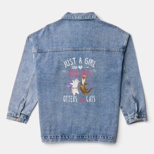 Just A Girl Who Loves Otters And Cats Women  Denim Jacket