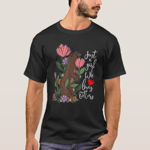 Just A Girl Who Loves Otters With Flowers Animal T-Shirt