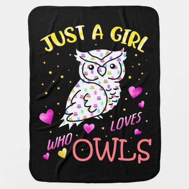 Just A Girl Who Loves Owls Gift Women Owl Baby Blanket (Front)