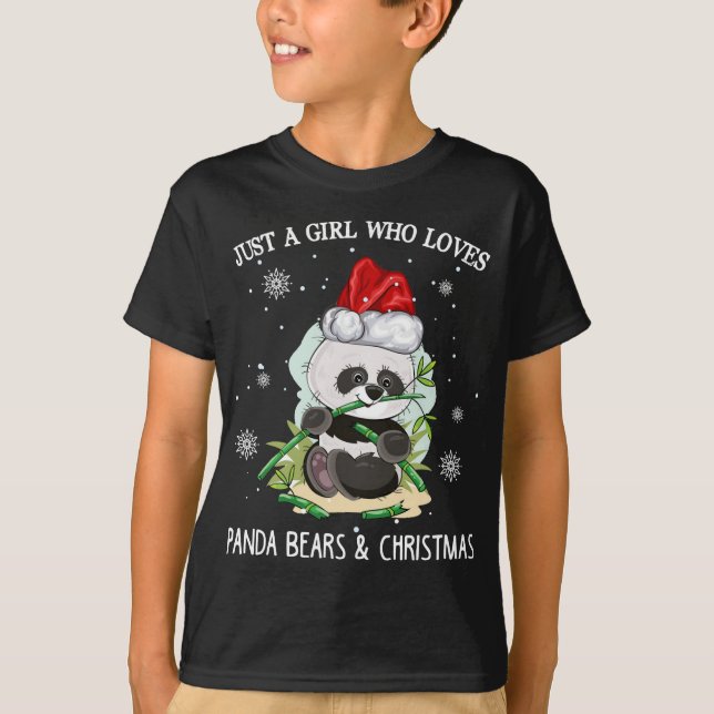 Just A Girl Who Loves Pandas And Christmas T-Shirt (Front)