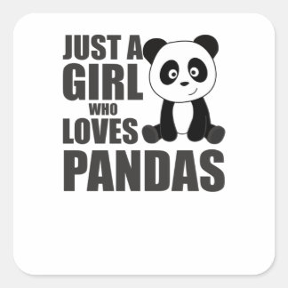 Just A Girl Who Loves Pandas Cute Animals Vintage Square Sticker
