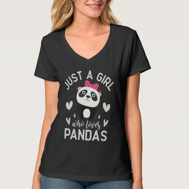 Just A Girl Who Loves Pandas, Funny Girls T-Shirt (Front)