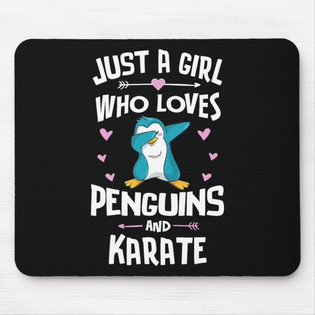 Just A Girl Who Loves Penguins And Karate Gift Wom Mouse Pad (Front)