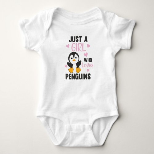 Just A Girl Who Loves Penguins Cute Penguin Heart Baby Bodysuit