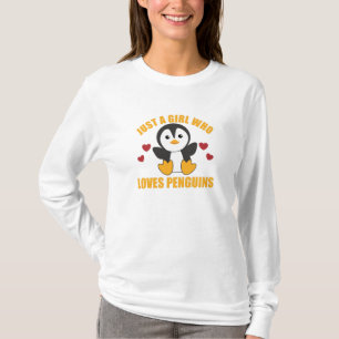 Just A Girl Who Loves Penguins Cute Penguin Heart T-Shirt