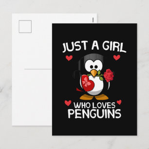 Just a Girl Who Loves Penguins Holiday Postcard