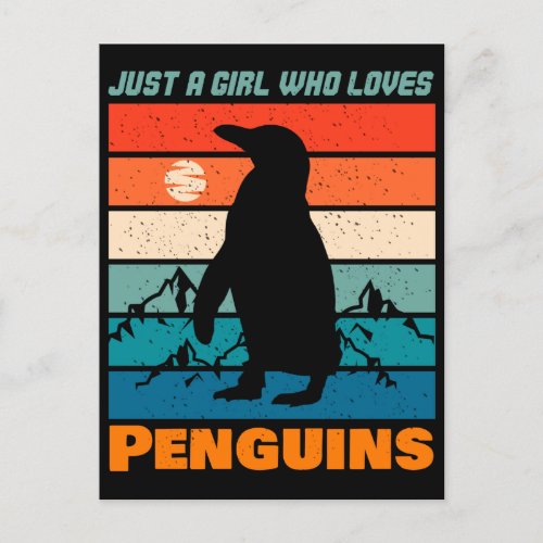 Just A Girl Who Loves Penguins Retro Animal Postcard
