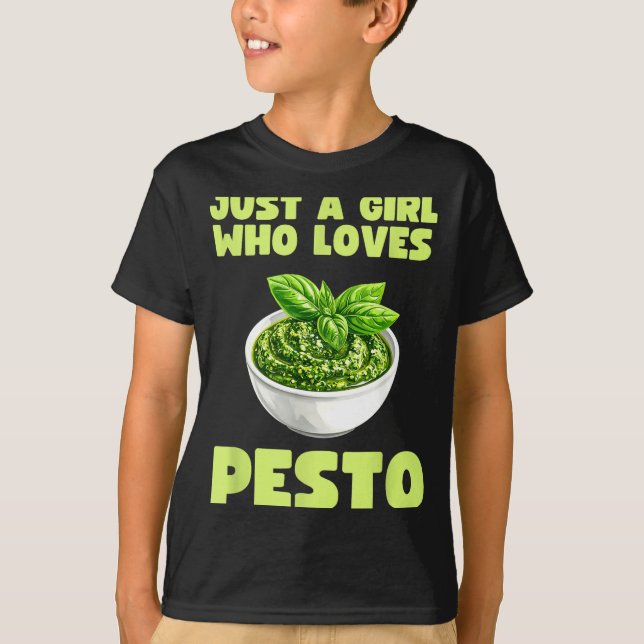 Just A Girl Who Loves Pesto Basil Pasta Italian Ad T-Shirt (Front)