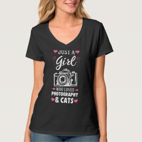 Just A Girl Who Loves Photography  Cats Camera T_Shirt