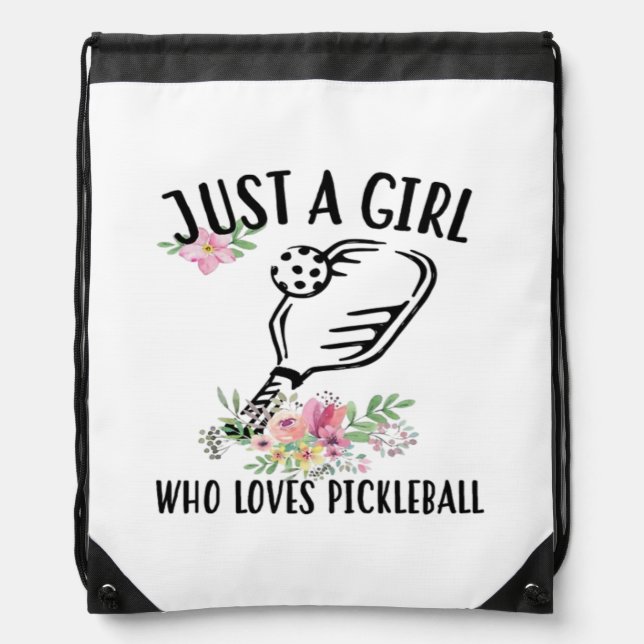 Just a girl who loves Pickleball Drawstring Bag (Front)