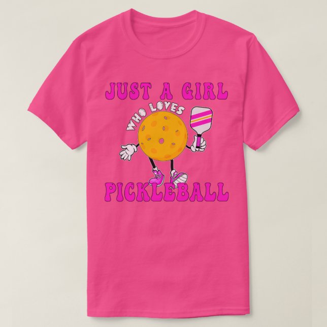 Just A Girl Who Loves Pickleball Funny Pickleball  T-Shirt (Design Front)