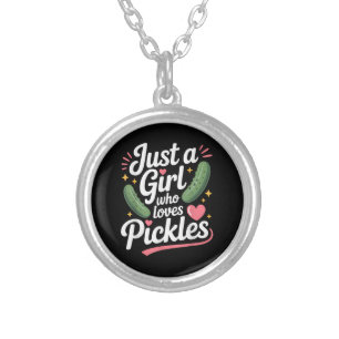 Just A Girl Who Loves Pickles Dill Silver Plated Necklace