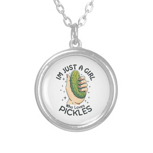 Just A Girl Who Loves Pickles _ Funny Vegan Silver Plated Necklace