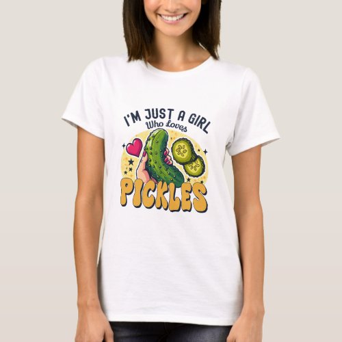 Just A Girl Who Loves Pickles _ Funny Vegan T_Shirt