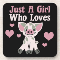 Just A Girl Who Loves Pigs   Beverage Coaster