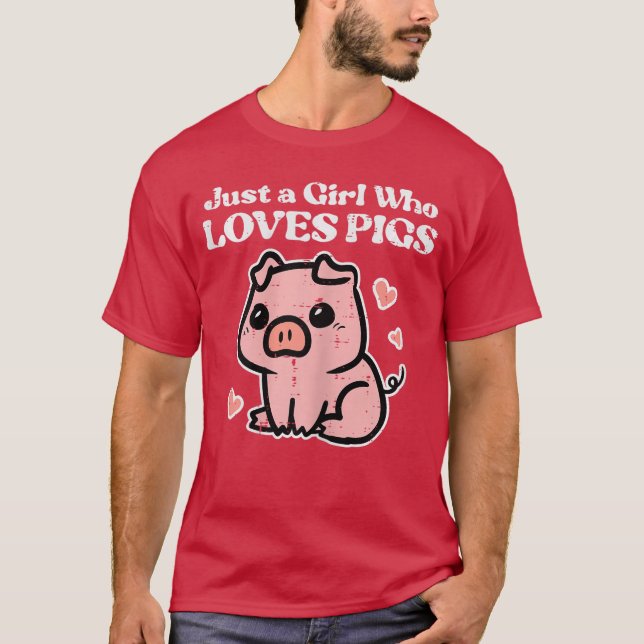 Just A Girl Who Loves Pigs Cute Hog Swineoddler Gi T-Shirt (Front)
