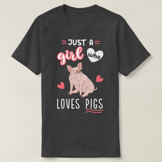 Just A Girl Who Loves Pigs Farm Animal Premium  T-Shirt (Design Front)