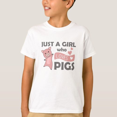Just A Girl Who Loves Pigs Pink Hearts Piglets T_Shirt