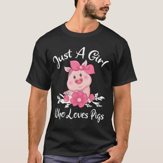 Just A Girl Who Loves Pigs Shirt Cute Pig Bandana (Front)