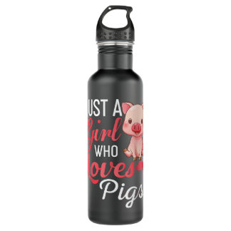 Just A Girl Who Loves Pigs Shirt Funny Pig Gift Stainless Steel Water Bottle