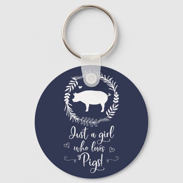 Just A Girl Who loves Pigs Silhouette Keychain (Front)