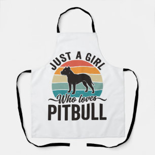 Just a Girl Who Loves Pitbull Vintage Dog Design_1 Apron