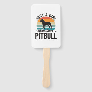 Just a Girl Who Loves Pitbull Vintage Dog Design_1 Hand Fan