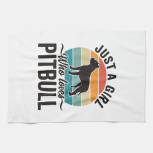 Just a Girl Who Loves Pitbull Vintage Dog Design_1 Kitchen Towel