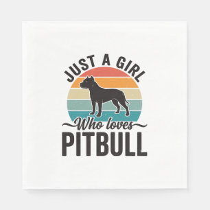 Just a Girl Who Loves Pitbull Vintage Dog Design_1 Napkins
