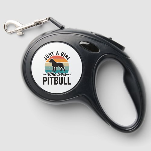 Just a Girl Who Loves Pitbull Vintage Dog Design_1 Retractable Pet Leash