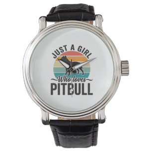 Just a Girl Who Loves Pitbull Vintage Dog Design_1 Watch