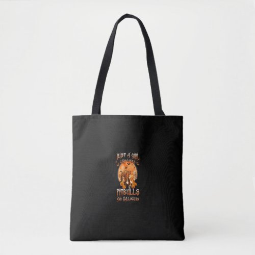 Just A Girl Who Loves Pitbulls and Halloween Dog L Tote Bag