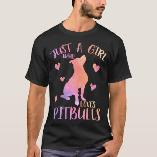 Just a Girl Who Loves Pitbulls Watercolor Pitbull  T-Shirt