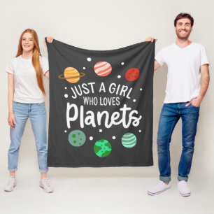 Just A Girl Who Loves Planets Outer Space Fleece Blanket
