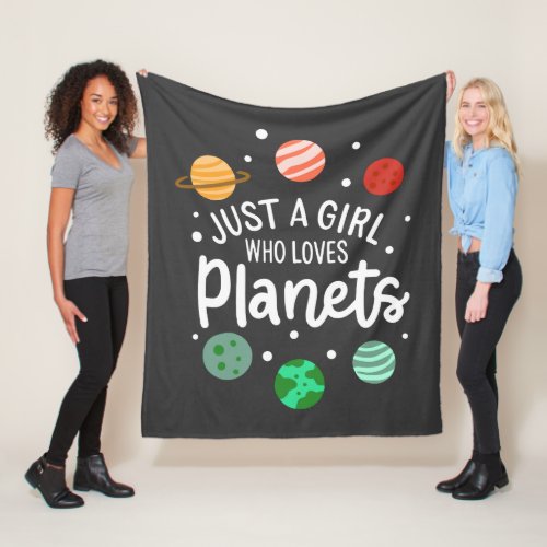 Just A Girl Who Loves Planets Outer Space Fleece Blanket